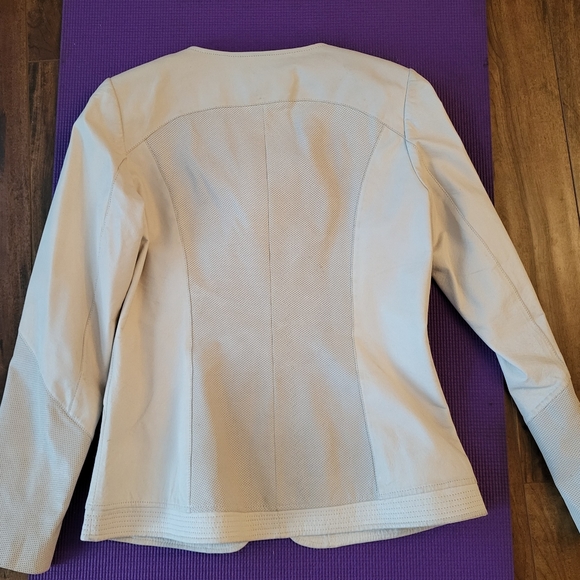 DANIER Off White Leather Jacket M - Picture 5 of 6